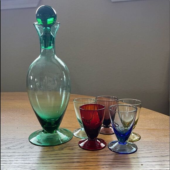 Château Orleans Multi Color Glass Cordial Decanter with Stopper Set - Picture 4 of 16